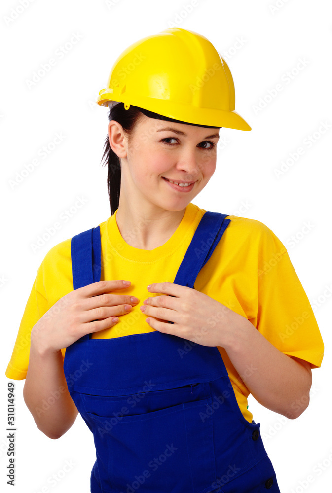 Young beautiful woman in construction uniform Young beautiful woman in construction uniform