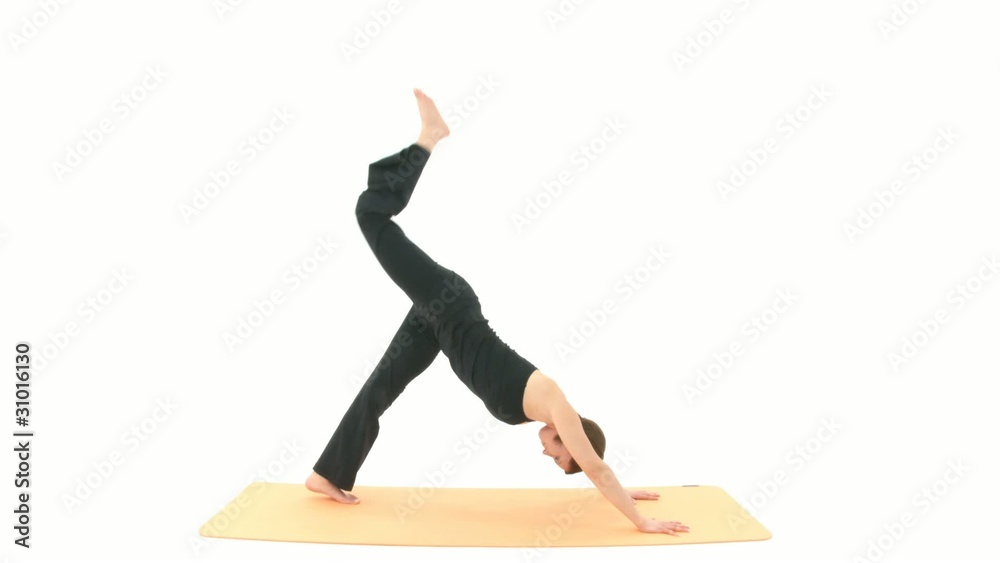 Yoga Asana in sequence: Three-legged Dog Yoga Asana in sequence: Three-legged Dog