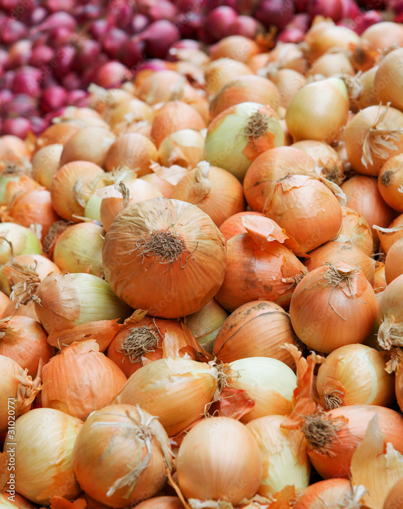 Yellow and red onion pile vertical Yellow and red onion pile vertical