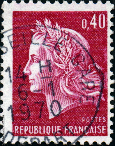 Marianne, République française, timbre postal. 1970 photo