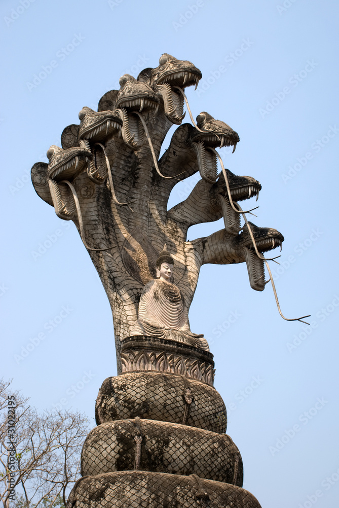 Naga statue at Wat Khaek in Nongkhai,Thailand