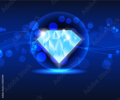 Blue shiny diamond with place for your text