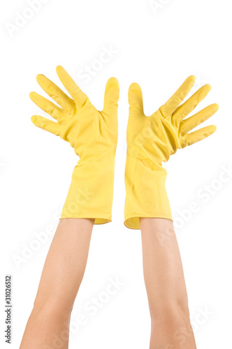 Hand in glove isolated over white background