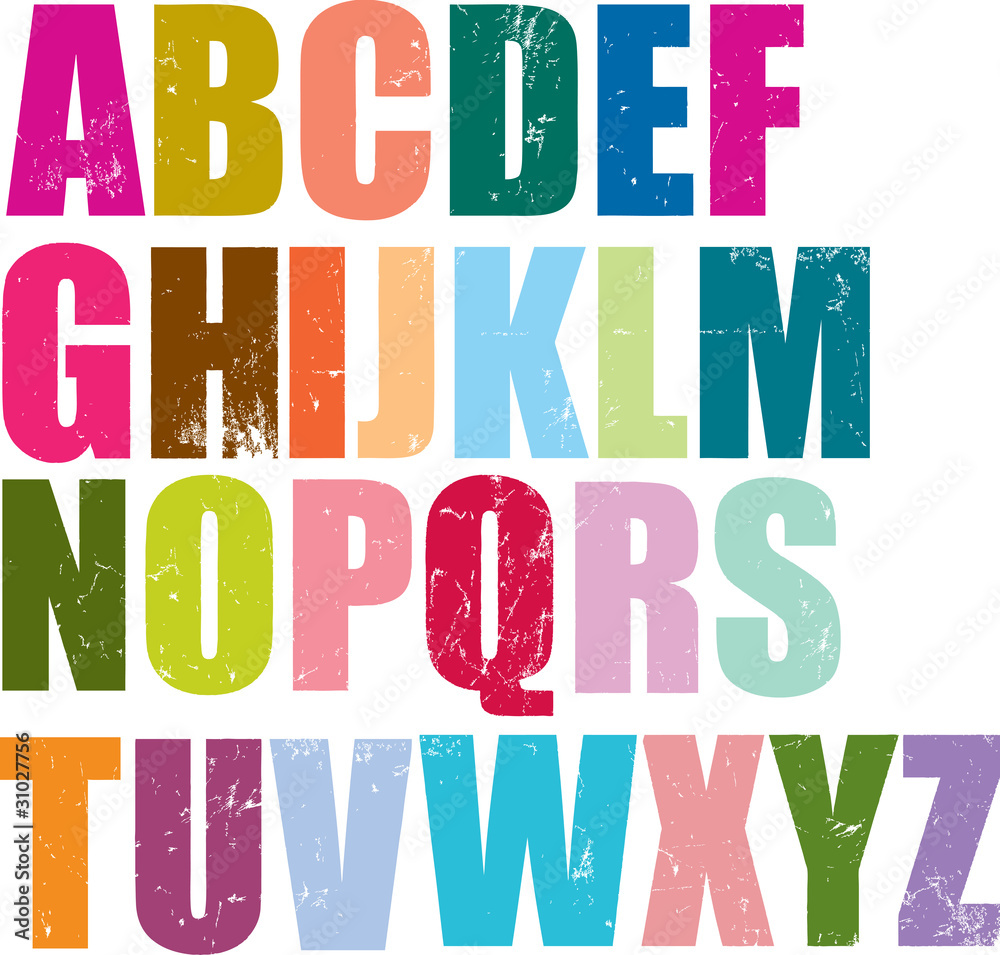 letterpress style alphabet