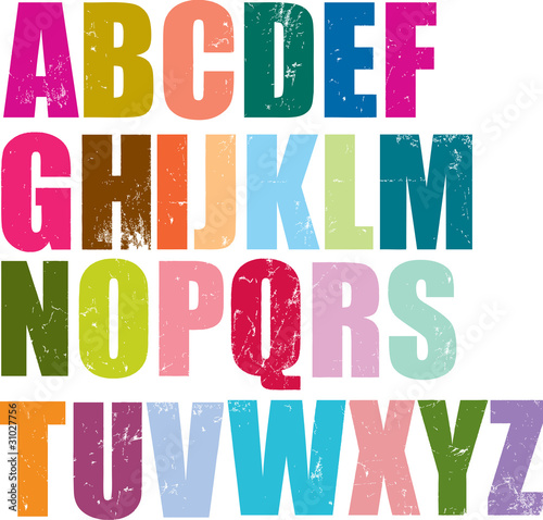 letterpress style alphabet