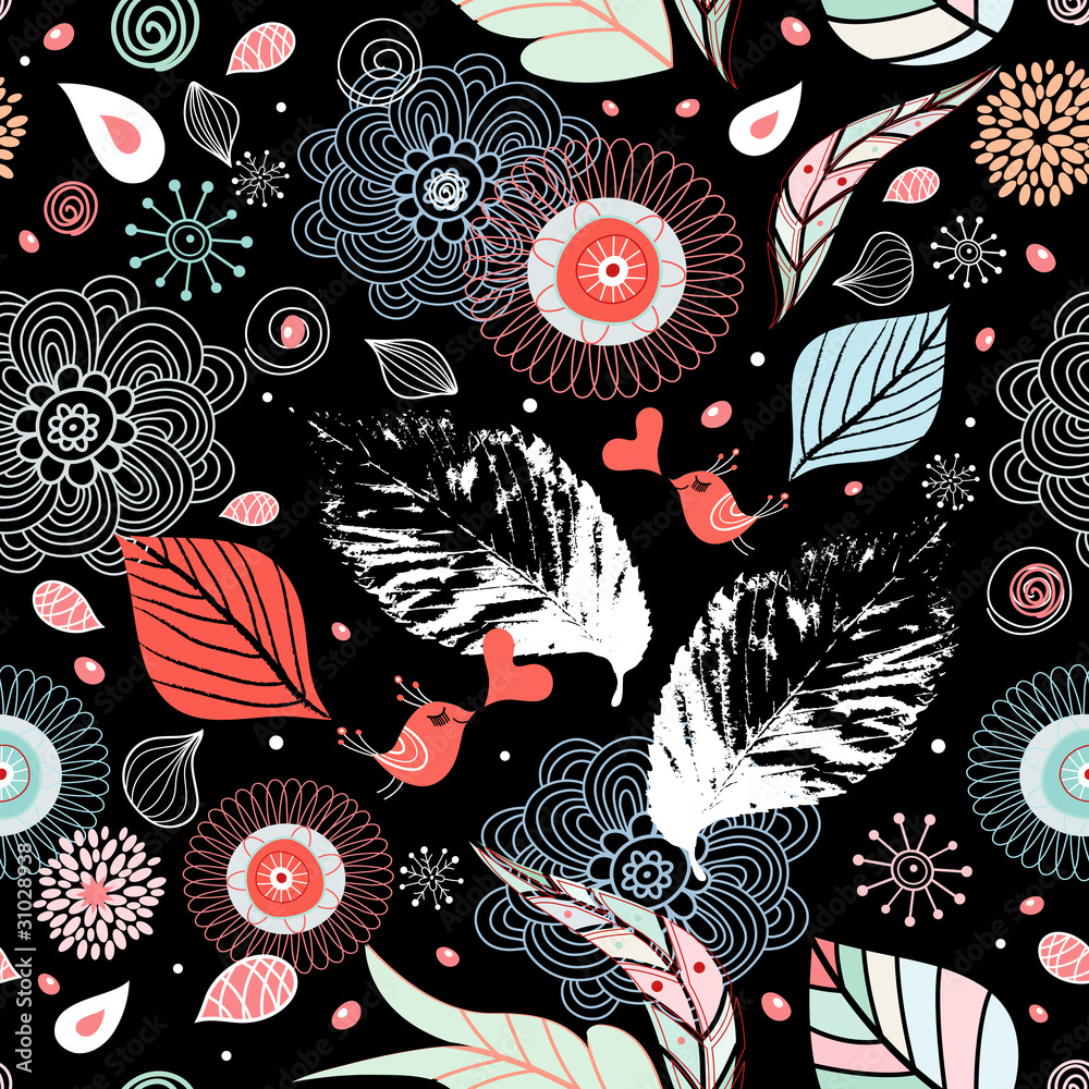 Fototapeta premium floral design with birds