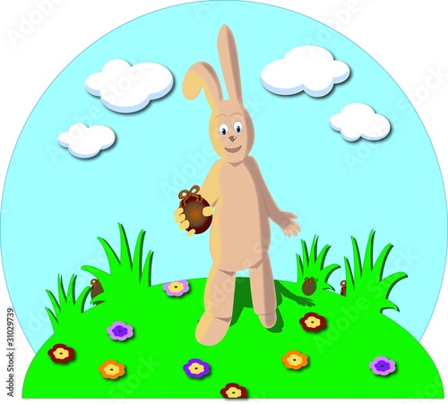 le lapin qui offre un oeuf en chocolat