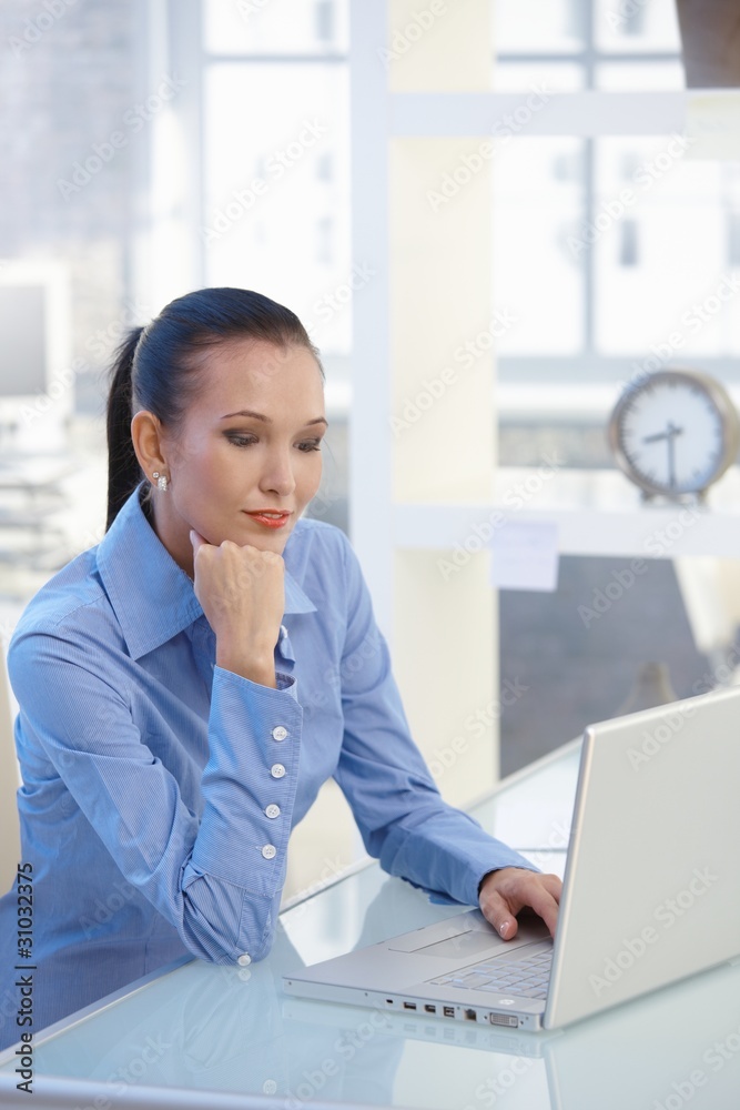Smart businesswoman working on laptop computer Smart businesswoman working on laptop computer