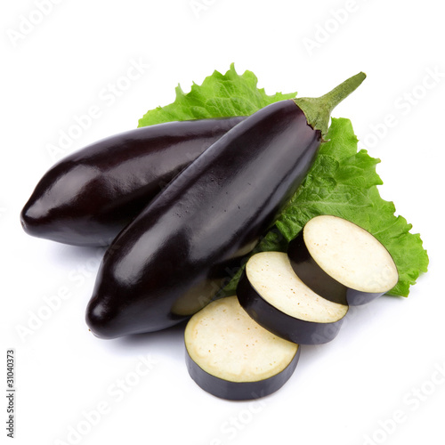 aubergine vegetable decorated with lettuce leaves