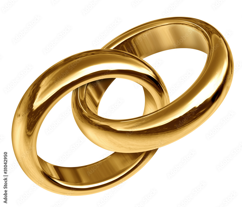 Wedding rings linked together for eternal partnership Wedding rings linked together for eternal partnership