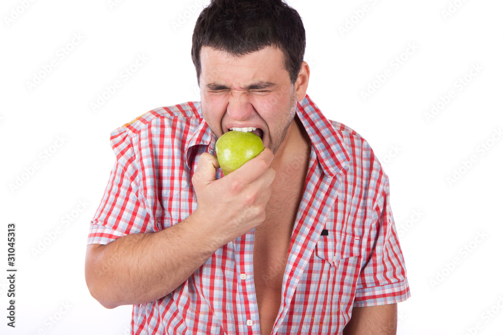 Portrait of a man with an apple Portrait of a man with an apple