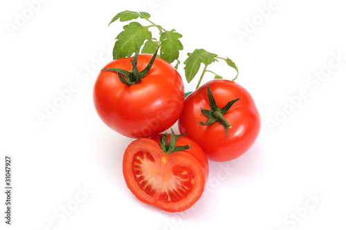 tomato with slice on white