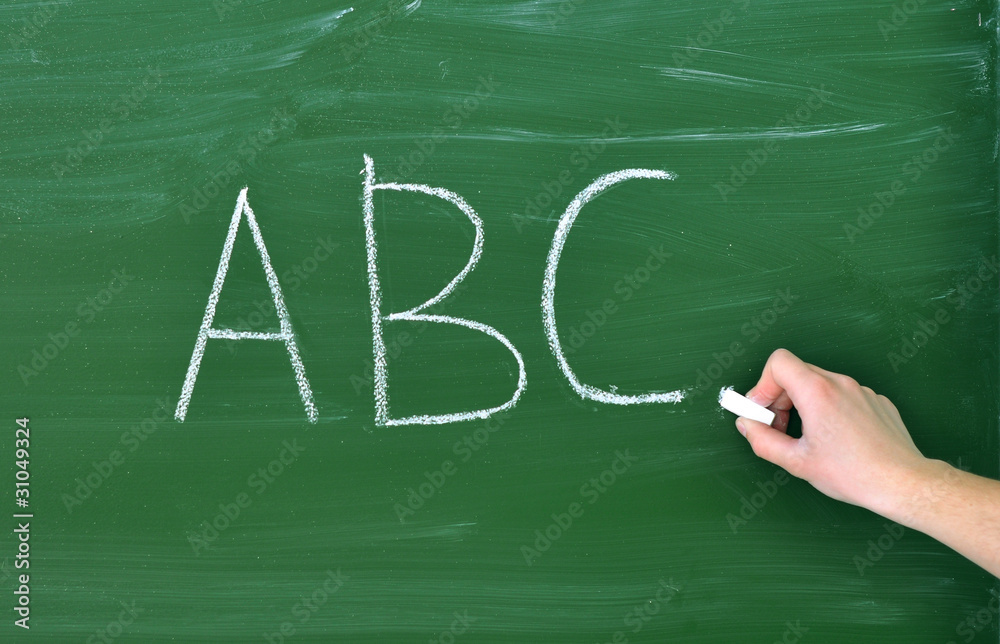 writing abc on the blackboard writing abc on the blackboard
