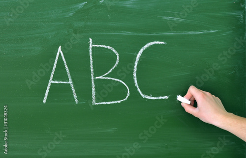 writing abc on the blackboard
