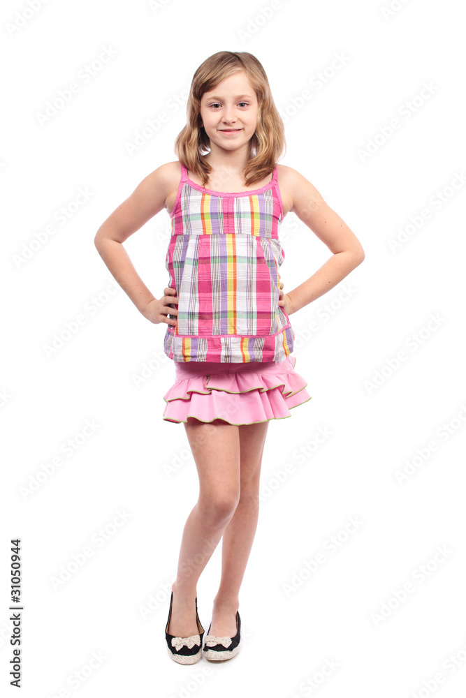 Little girl standing, isolated on white Little girl standing, isolated on white