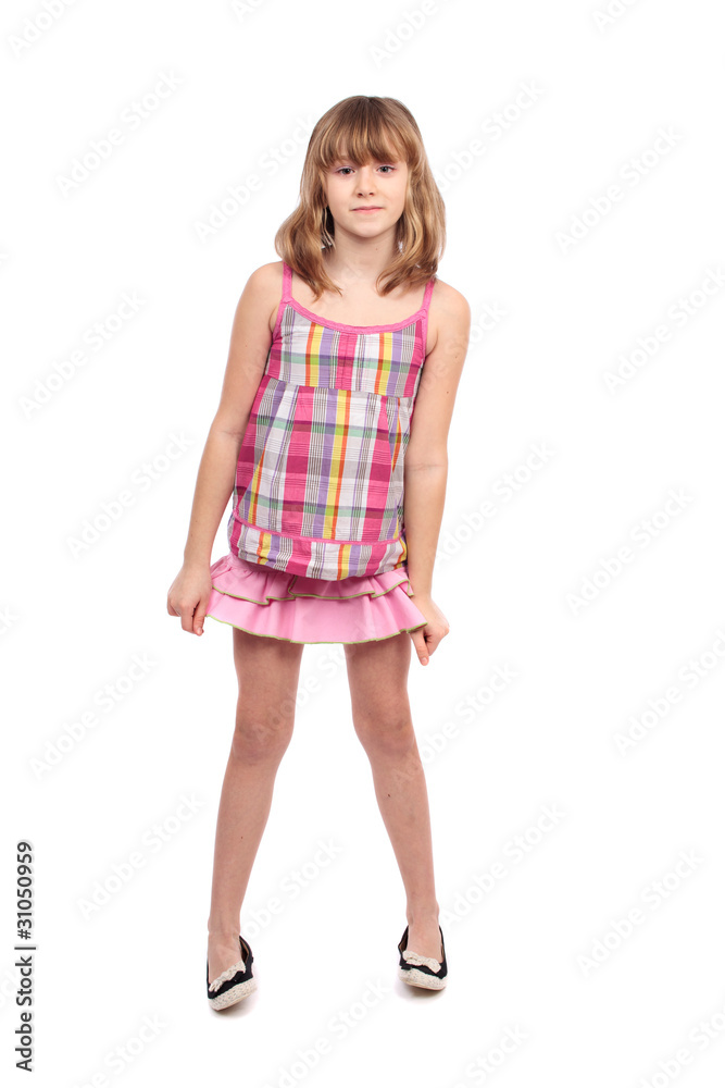 Little girl standing, isolated on white Little girl standing, isolated on white