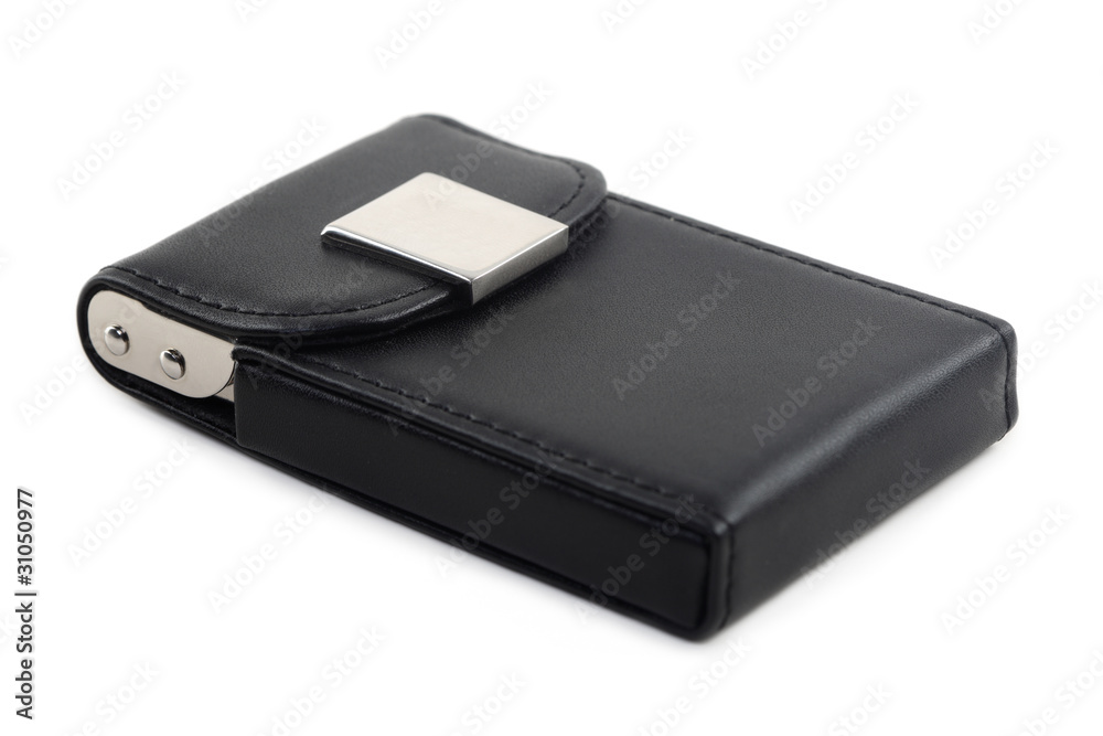 leather visiting-card box isolated on white background leather visiting-card box isolated on white background