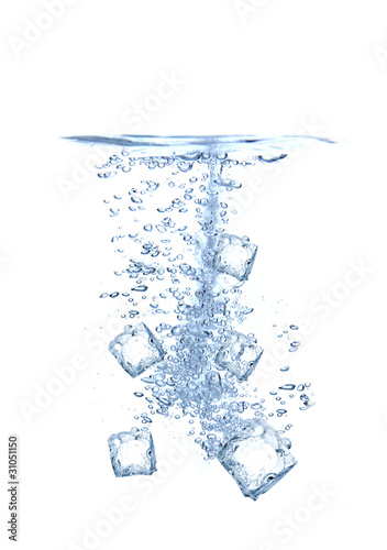 Ice cubes splashing