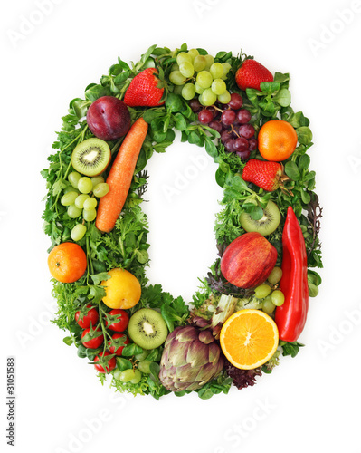 Fruit and vegetable alphabet - letter O
