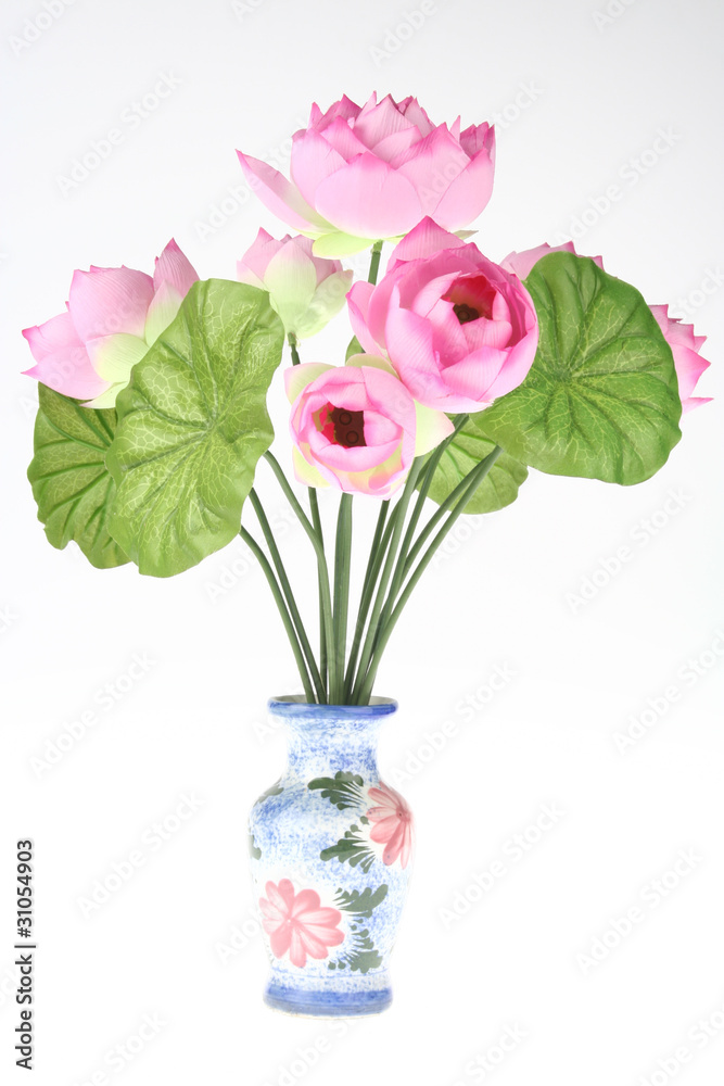 Artificial Pink Lotus in a Vase