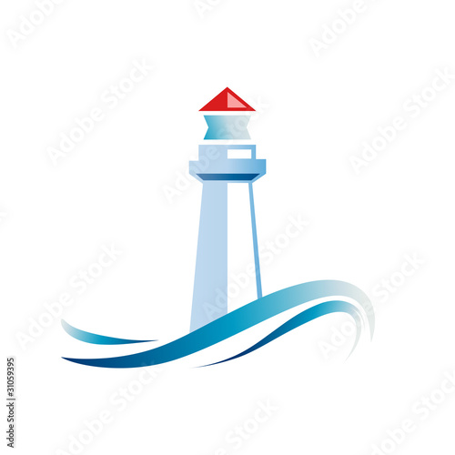 Logo lighthouse on white background # Vector