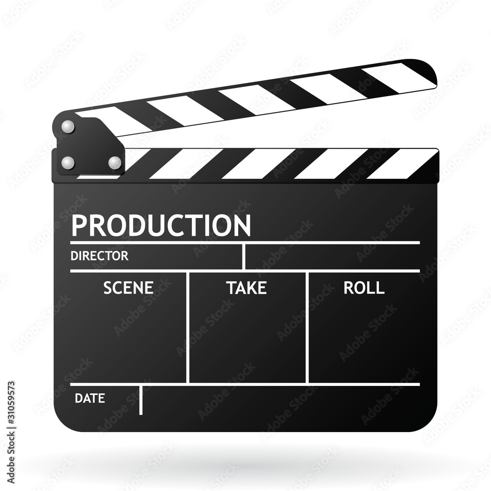 Fototapeta premium Clapper board on white background, vector EPS 8