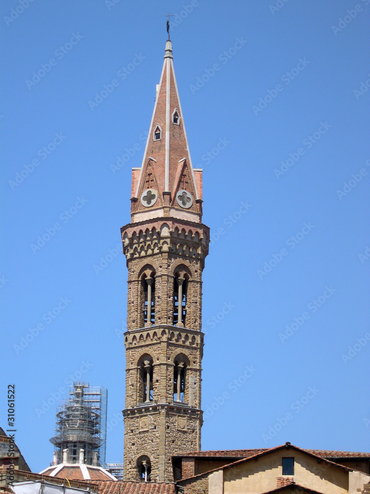 Bell Tower between Bargello and Duomo in Florence Italy