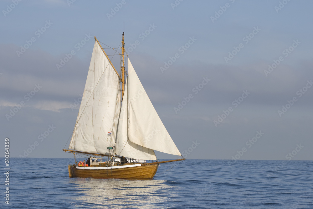 Tender with white sails