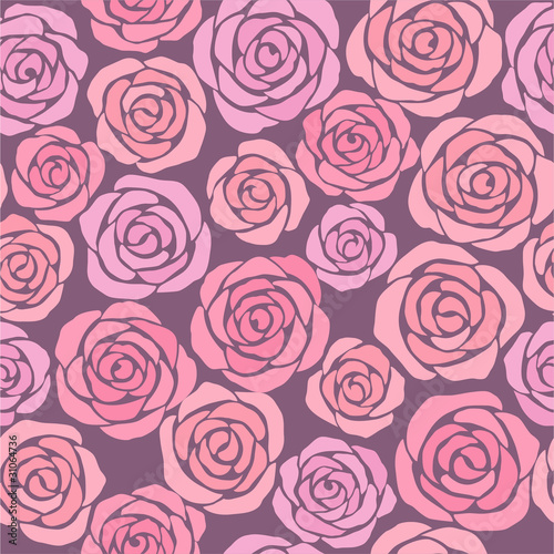 Fototapeta Naklejka Na Ścianę i Meble -  seamless floral background with pink roses