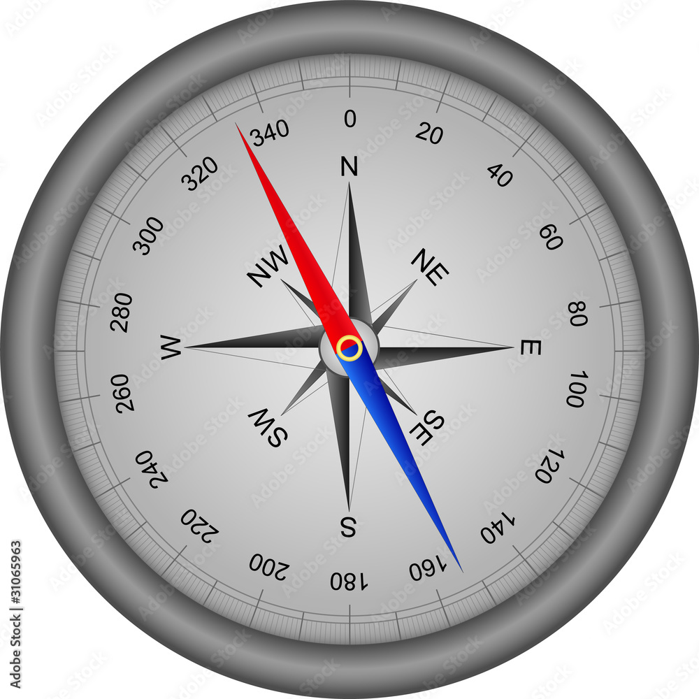 Stock Vector Illustration: Silver vector compass Stock Vector Illustration: Silver vector compass