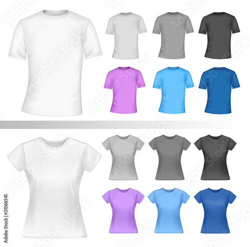 Color and white t-shirt design template. Vector.