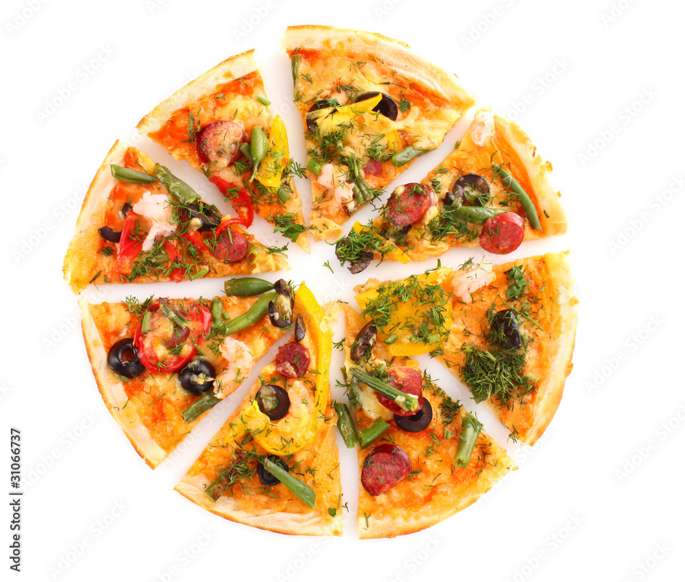 tasty Pizza with olives isolated on white tasty Pizza with olives isolated on white