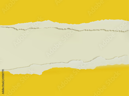 Ripped yellow paper background. Vector illustration.