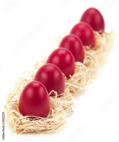 red eggs in a row