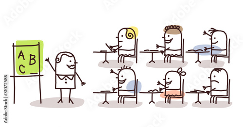 teacher & kids at school