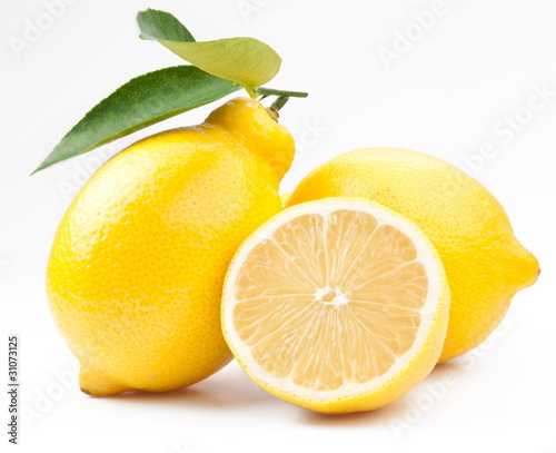 High-quality photo ripe lemons on a white background