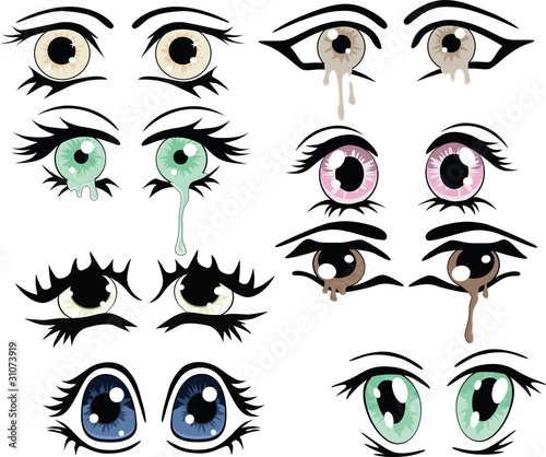 The complete set of the drawn eyes