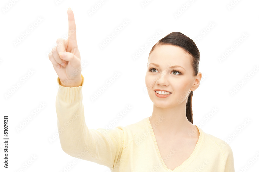 businesswoman working with something imaginary businesswoman working with something imaginary