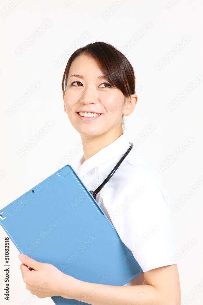 japanese nurse with clinical record/カルテを持つ看護師 japanese nurse with clinical record/カルテを持つ看護師