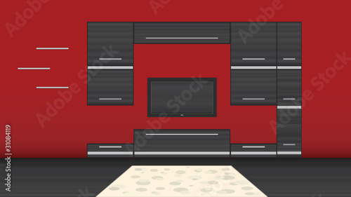 Modern room with tv vector