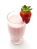 Strawberry milkshake on a white background