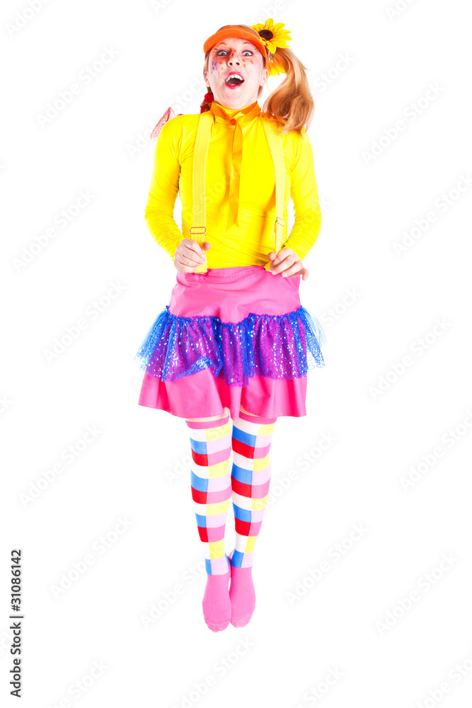 A girl dressed as Pippi Longstocking