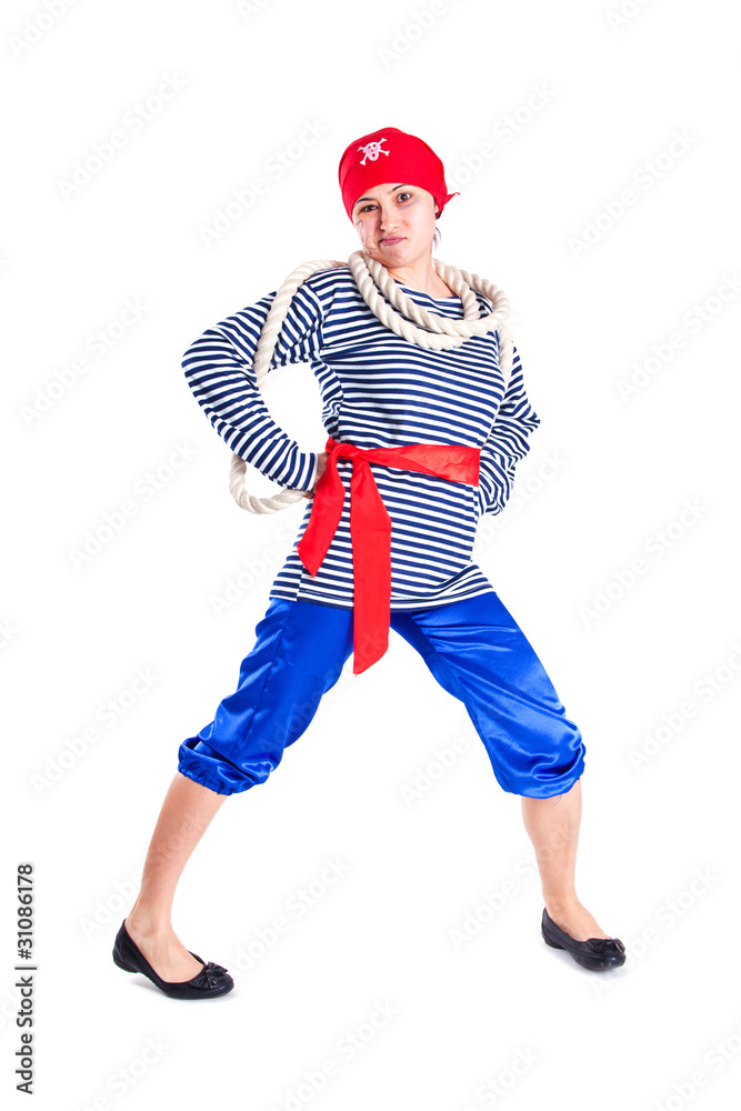 The girl in a suit of the pirate The girl in a suit of the pirate