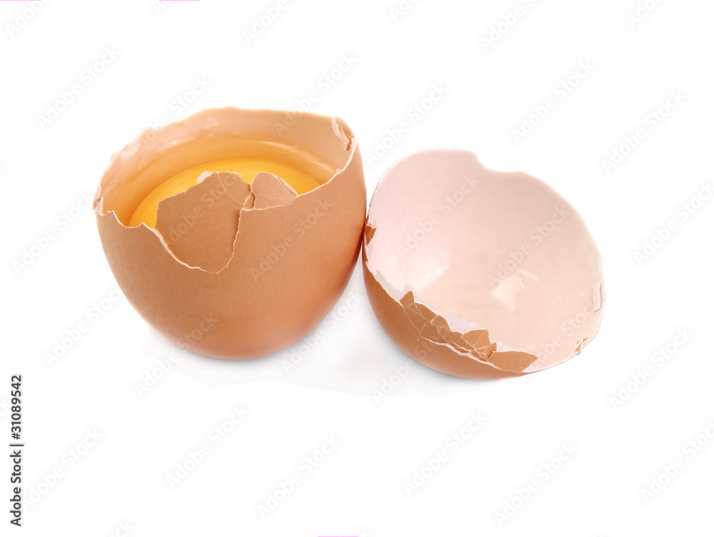 eggs smashed isolation against a white background eggs smashed isolation against a white background
