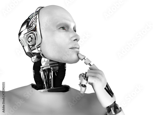 Obraz na płótnie Male robot thinking about something.