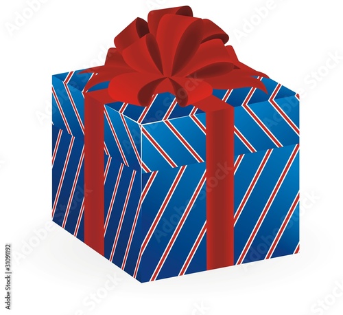 present in blue strip box