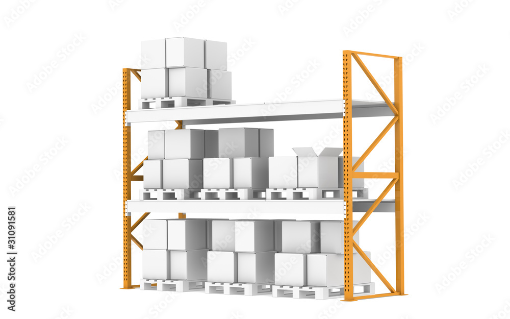 Pallet Rack, Half full. Part of warehouse series. Pallet Rack, Half full. Part of warehouse series.