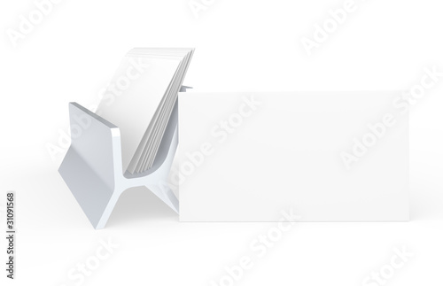 Blank Business Card, leaning on Card Holder. Copy-Space