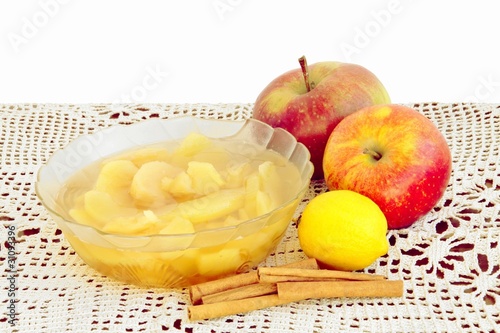 compote of apples,cinnamon and lemon skine photo