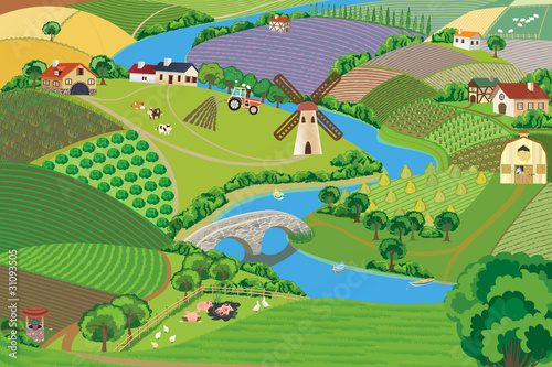 Panoramic view of a village